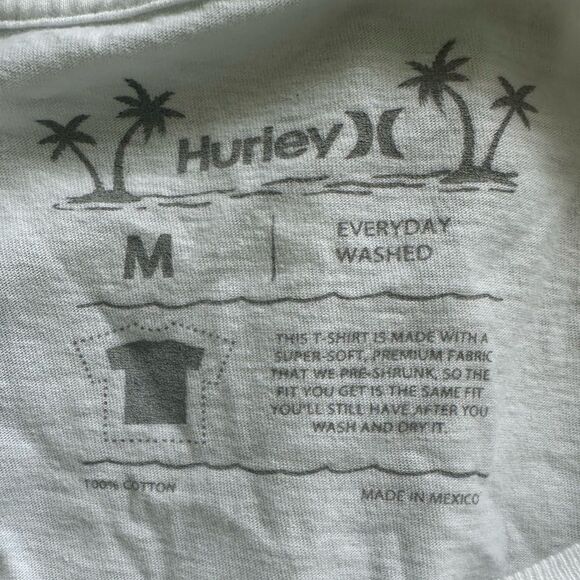 Hurley Men's 100% Cotton Everyday Washed Pre Shrunk Beach Surf Graphic Tee M - Picture 4 of 4